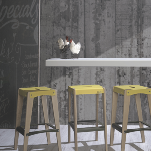 PLUSH STOOL (Tabouret Iroko / Métal)