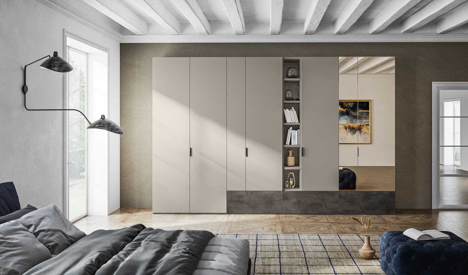 Hinged doors w/Virgola handle